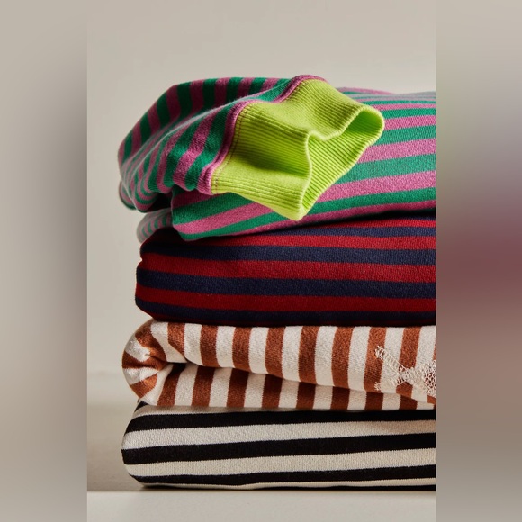 LAST ONE! Free People Classic Striped Oversized Crewneck💓💚 - Picture 5 of 6